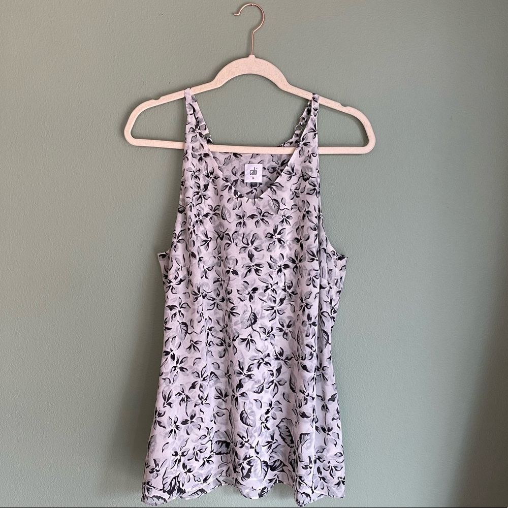 Cabi Black and White Floral Top